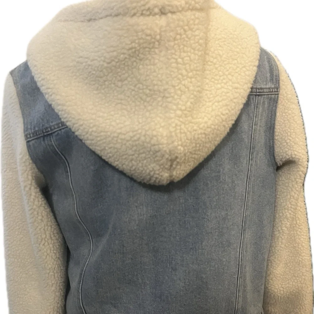 Denim/ fleece bomber jacket - Picture 3 of 12